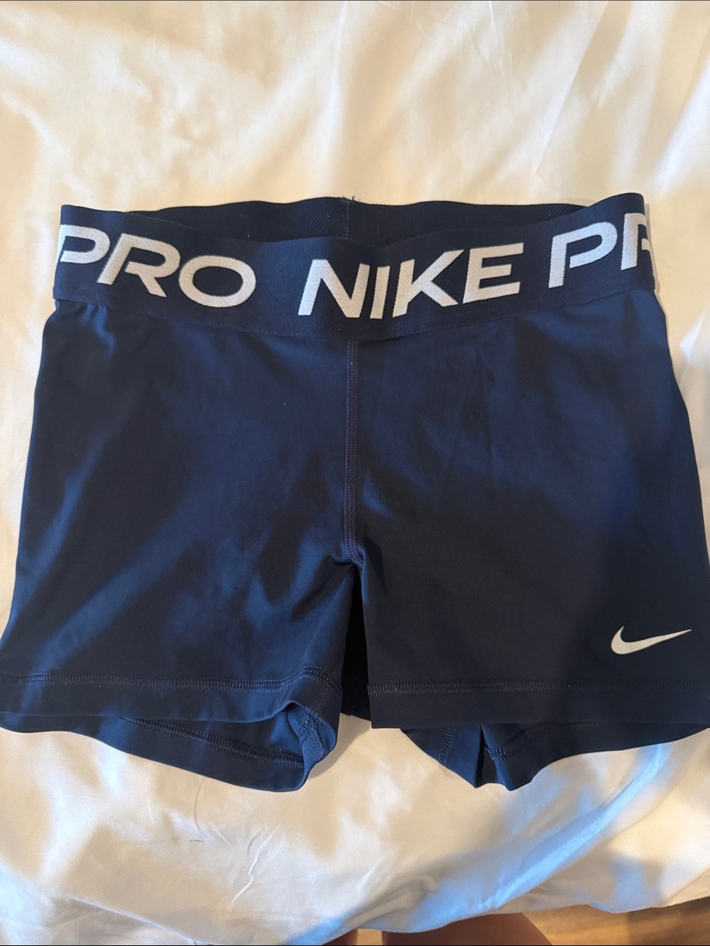 Nike Navy Pro Compression Shorts with White Logo